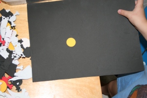 Foam sheet with a coin foam sticker